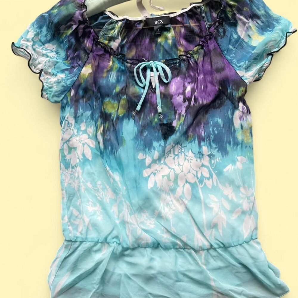 BCX floral watercolor blouse 🌸